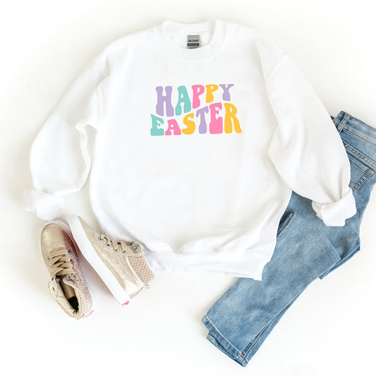 Happy Easter Wavy Colorful | Youth Sweatshirt
