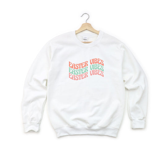 Easter Vibes Wavy Stacked | Youth Sweatshirt