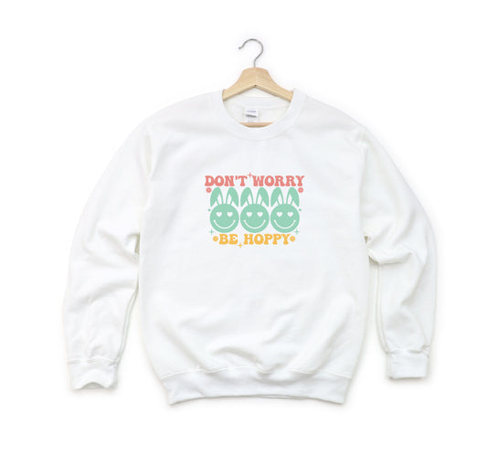 Don't Worry Be Hoppy Smiley Face With Ears | Youth Sweatshirt