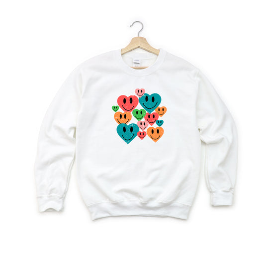 Distressed Smiley Hearts | Youth Sweatshirt