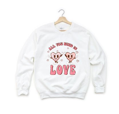 Retro All You Need Is Love Hearts | Youth Sweatshirt