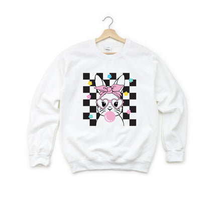 Checkered Groovy Bunny | Youth Sweatshirt