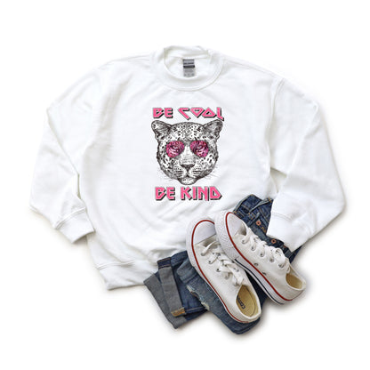 Be Cool Be Kind Leopard | Youth Sweatshirt