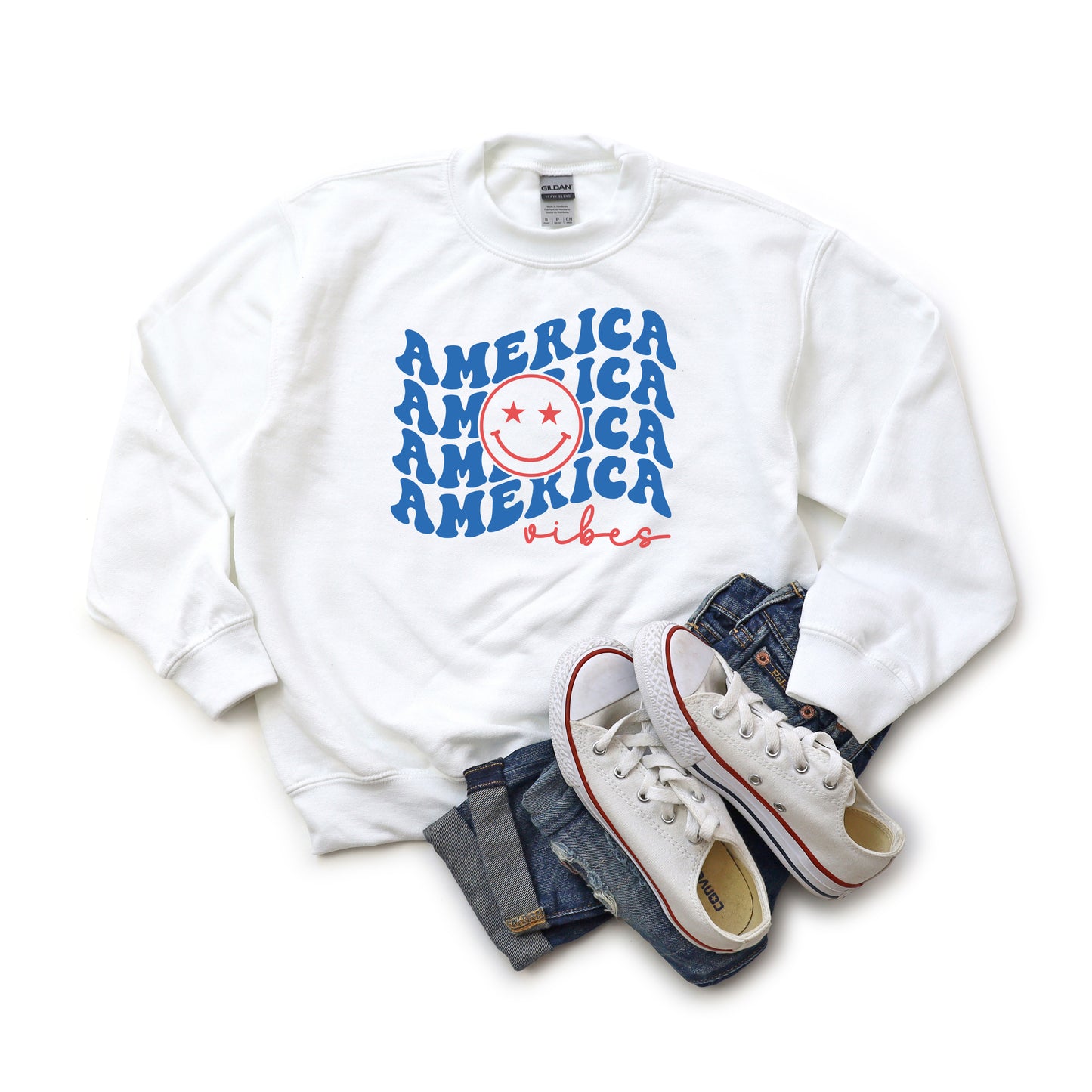 America Vibes Stacked | Youth Sweatshirt