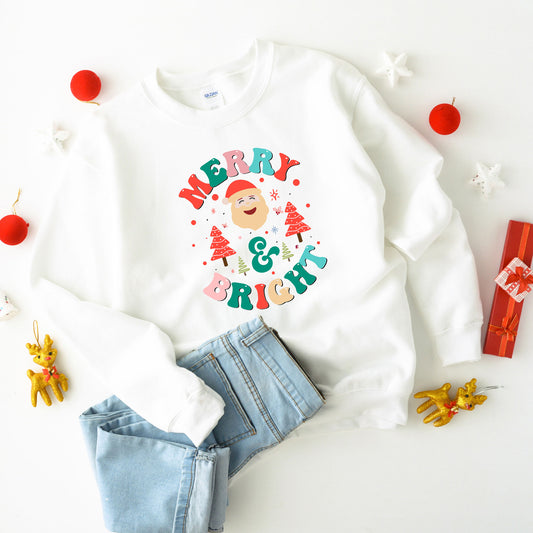 Retro Merry And Bright Santa | Youth Sweatshirt