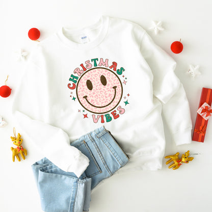 Retro Smiley Face Christmas Vibes | Youth Sweatshirt