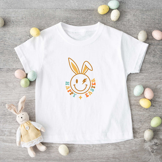 Happy Easter Smiley Lightning Bolt | Toddler Short Sleeve Crew Neck