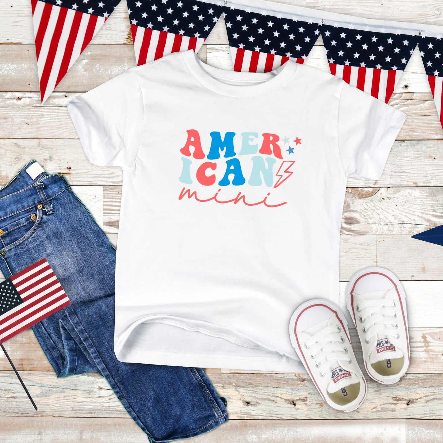 American Mini Lightning Bolt | Toddler Short Sleeve Crew Neck