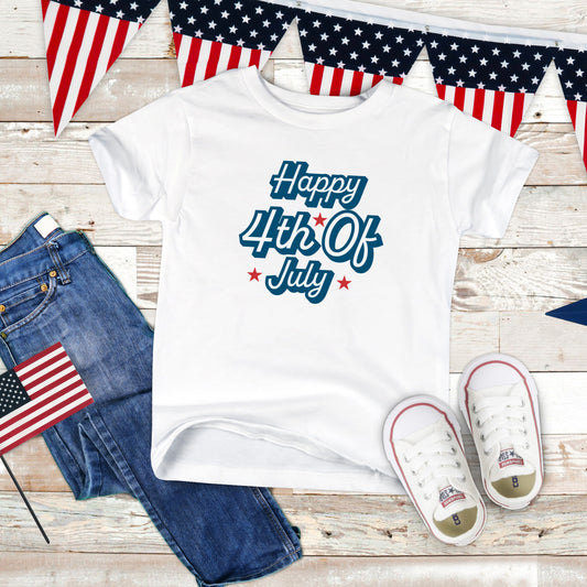 Happy 4th of July Stars | Toddler Short Sleeve Crew Neck