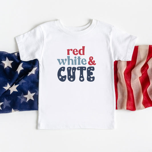 Red White And Cute Stars | Youth Short Sleeve Crew Neck