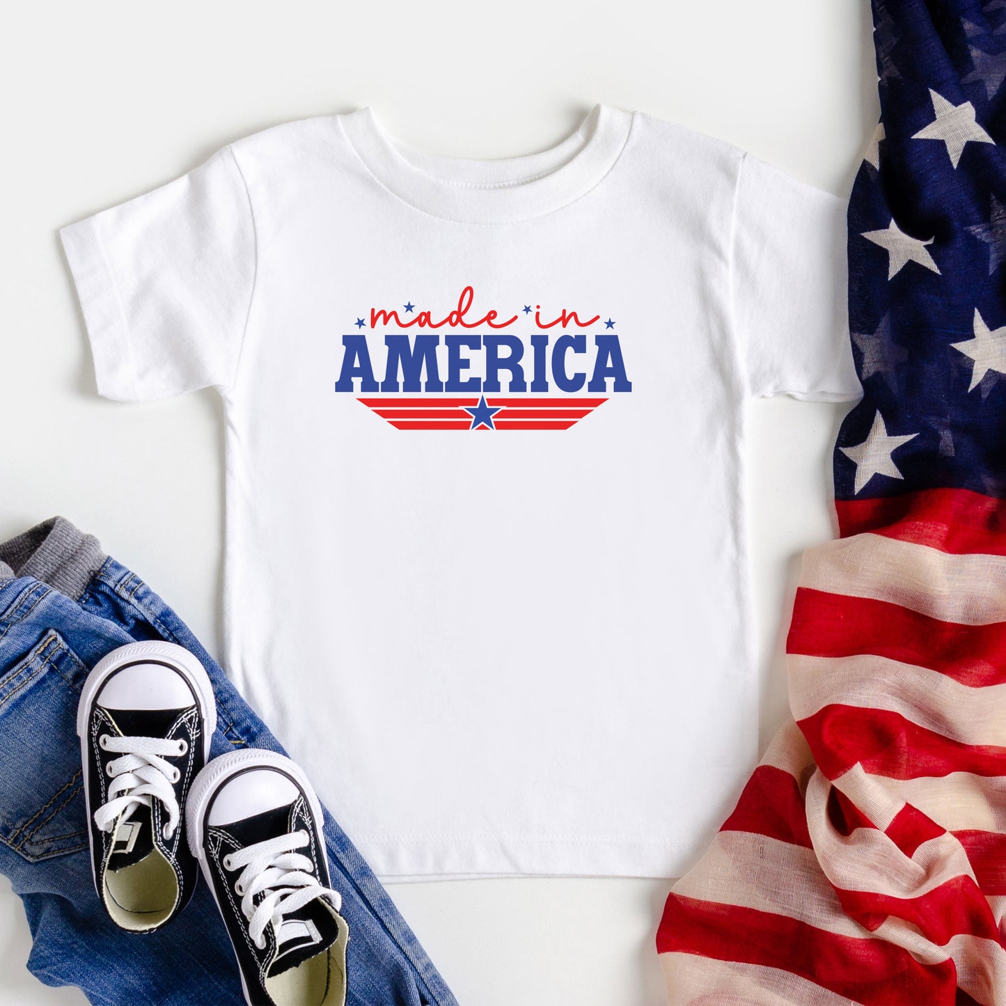 Made In America Stripes | Toddler Short Sleeve Crew Neck