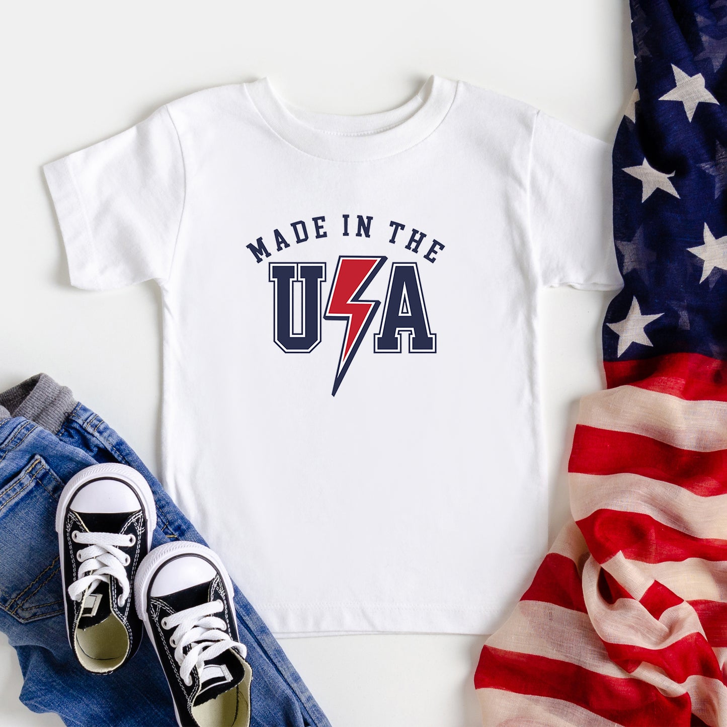 USA Lightning Bolt | Toddler Short Sleeve Crew Neck