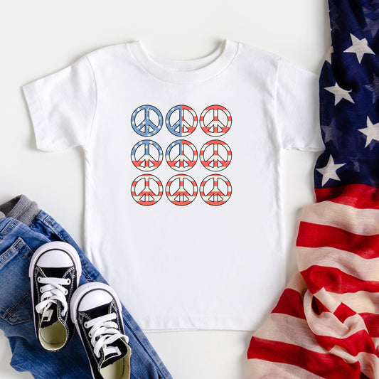 Peace Signs Flag | Toddler Short Sleeve Crew Neck
