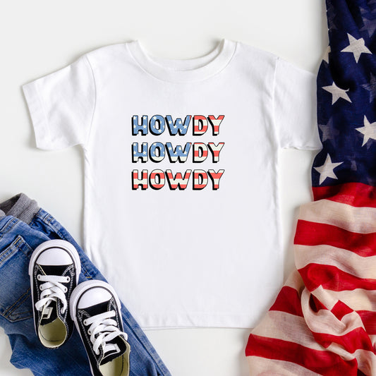 Howdy Flag Stacked | Toddler Short Sleeve Crew Neck