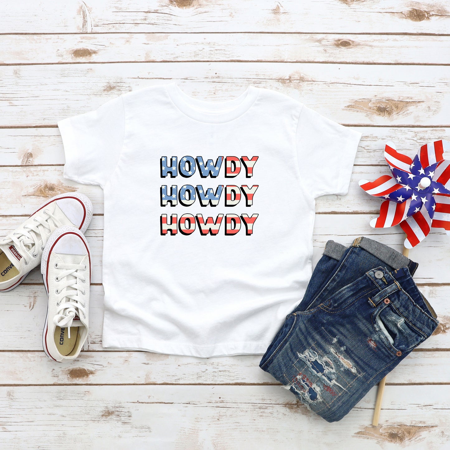 Howdy Flag Stacked | Youth Short Sleeve Crew Neck