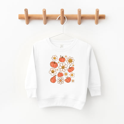 Distressed Flowers And Pumpkins | Toddler Sweatshirt