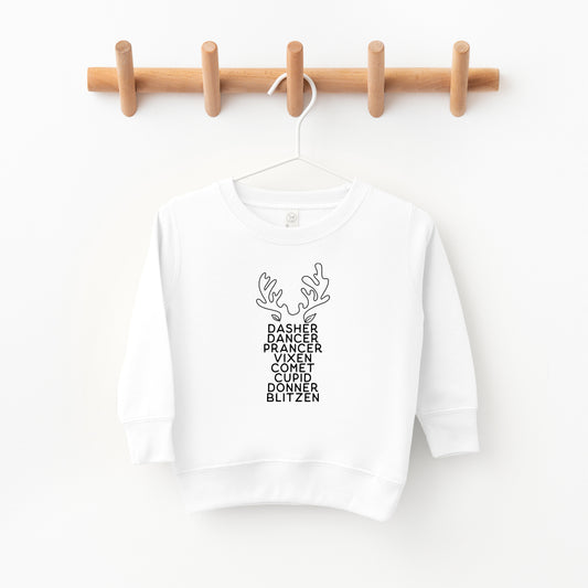 Reindeer Names Antlers | Toddler Sweatshirt