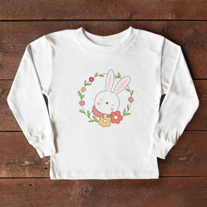 Easter Bunny Flower Wreath | Toddler Long Sleeve Tee