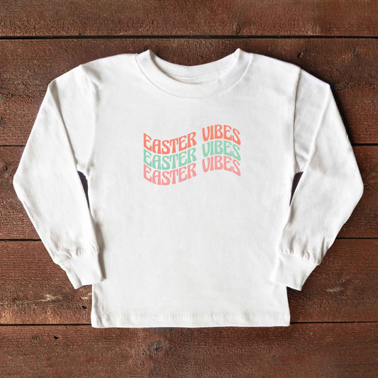 Easter Vibes Wavy Stacked | Youth Long Sleeve Tee