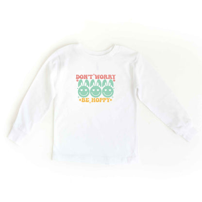 Don't Worry Be Hoppy Smiley Face With Ears | Youth Long Sleeve Tee