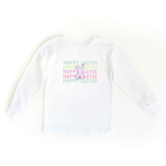 Pastel Happy Easter Stacked | Toddler Long Sleeve Tee