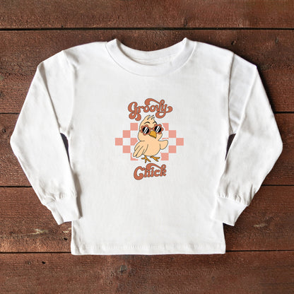 Groovy Chick Checkered | Toddler Long Sleeve Tee