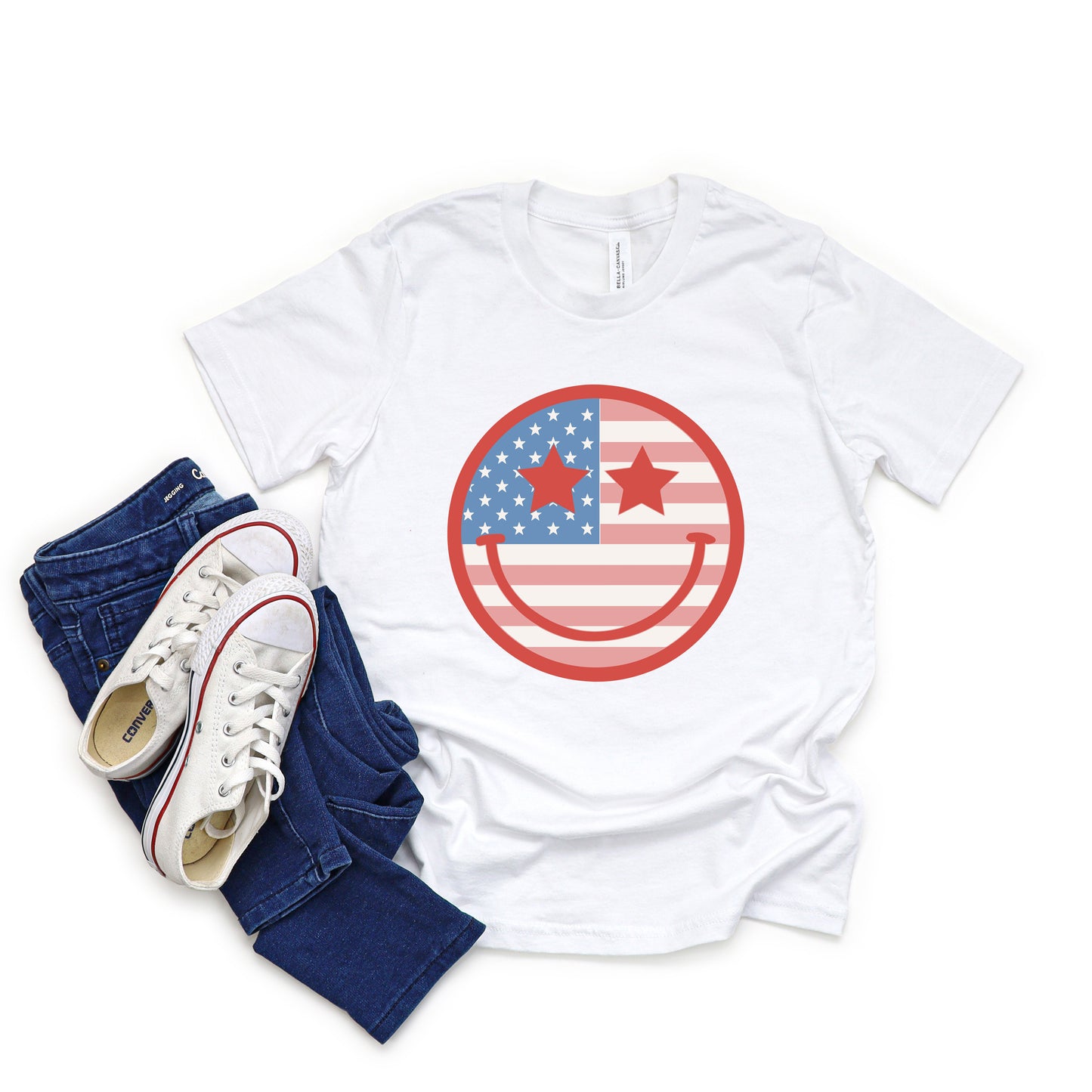 Flag Smiley Face | Youth Short Sleeve Crew Neck