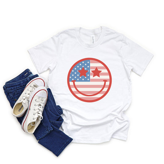 Flag Smiley Face | Youth Short Sleeve Crew Neck