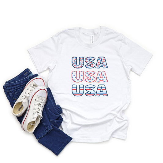 USA Stacked Colorful | Youth Short Sleeve Crew Neck
