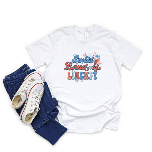 Retro Sweet Land Of Liberty | Youth Short Sleeve Crew Neck