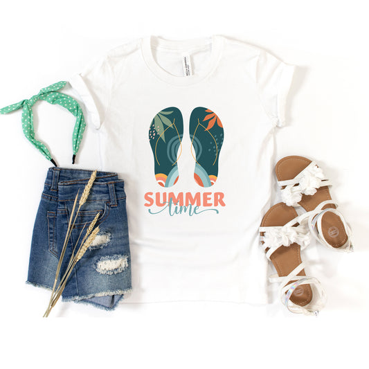 Boho Summer Time Flip Flops | Youth Short Sleeve Crew Neck