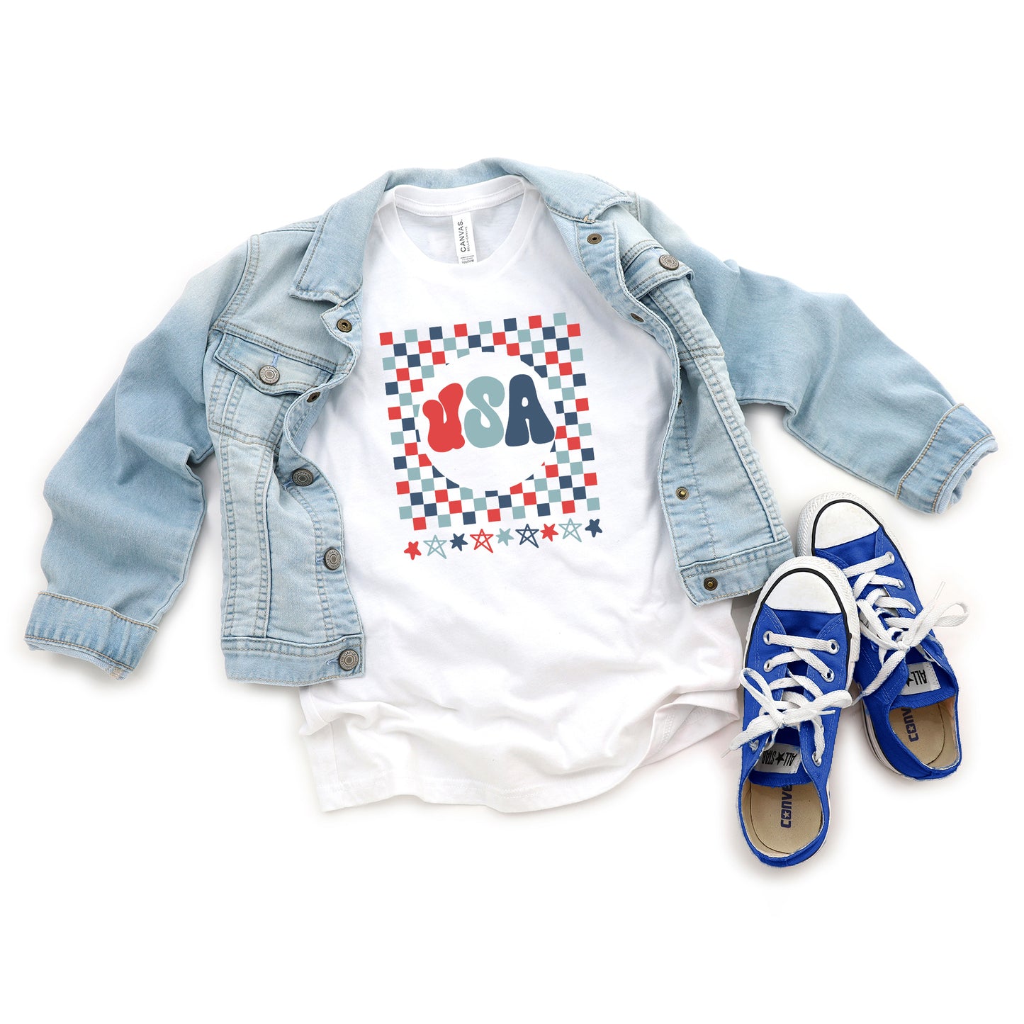 USA Checkerboard | Youth Short Sleeve Crew Neck