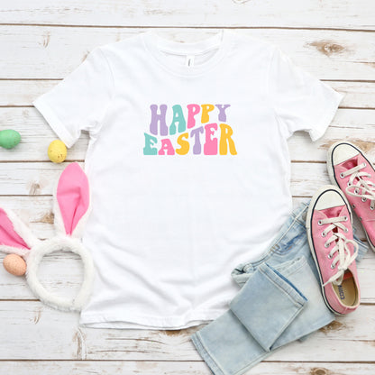 Happy Easter Wavy Colorful | Youth Short Sleeve Crew Neck