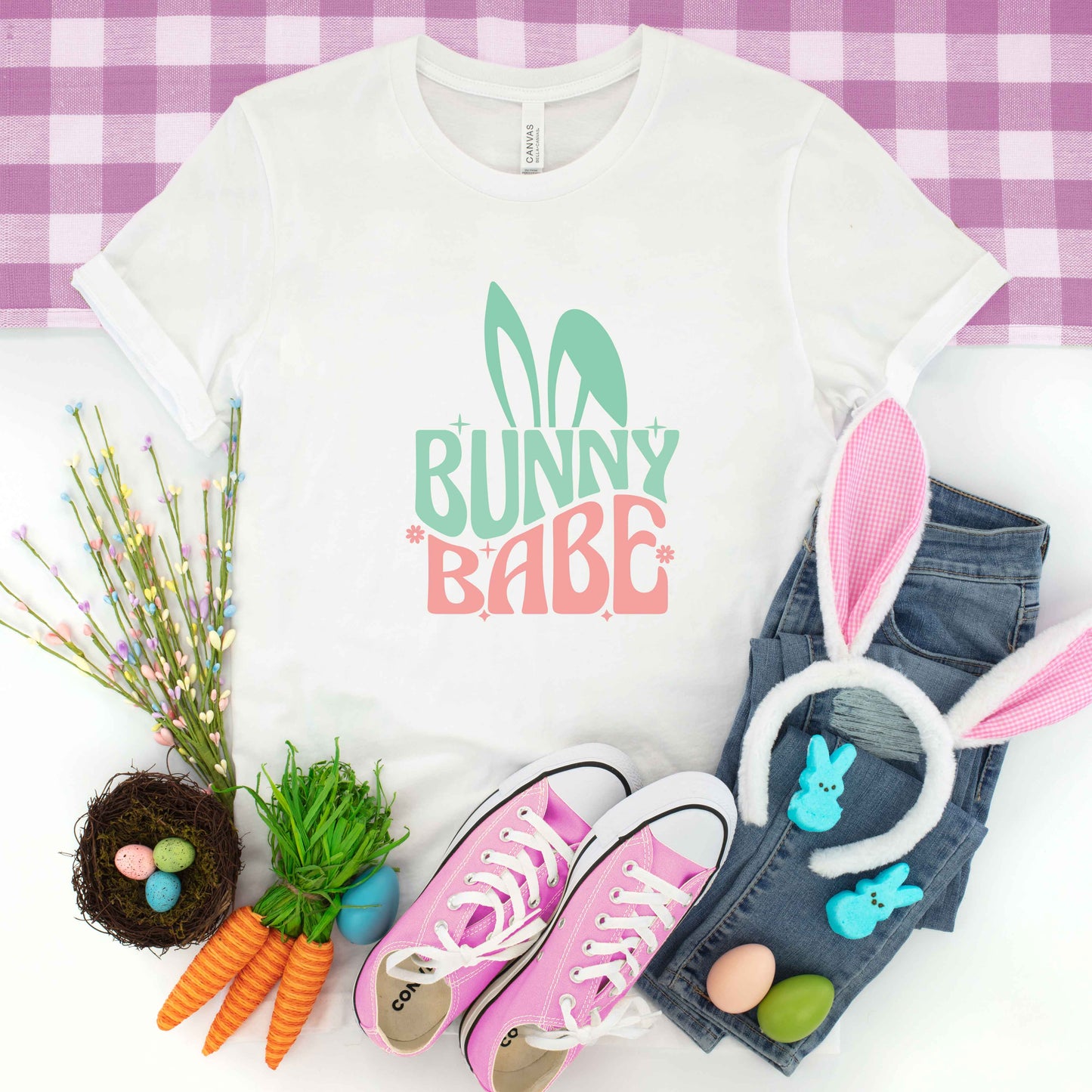Bunny Babe With Ears | Youth Short Sleeve Crew Neck