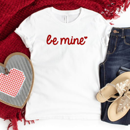 Be Mine Cursive Heart | Youth Short Sleeve Crew Neck